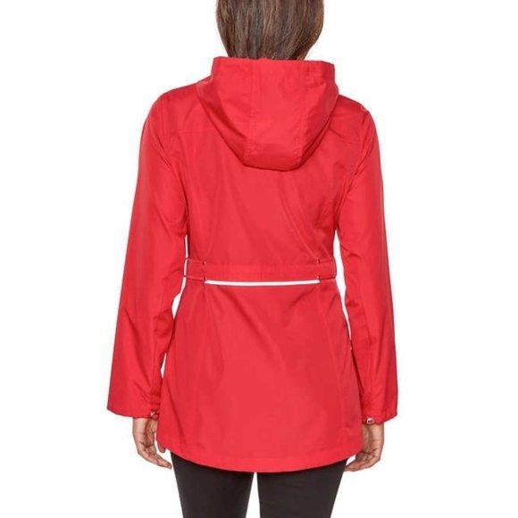 Jones NY Womens Parka Pocket Rain Jacket Coat Red - Picture 3 of 7